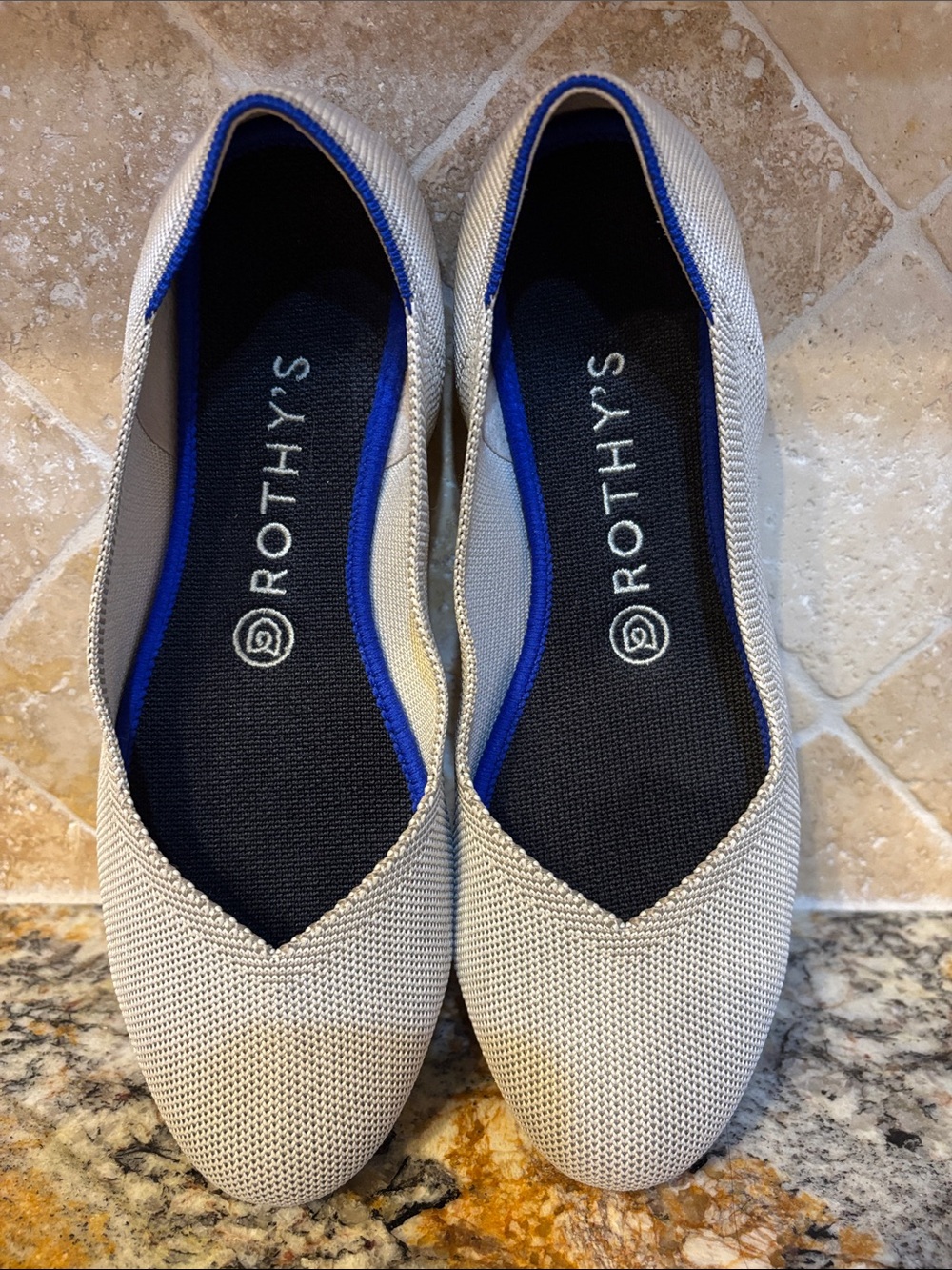 Rothy's Flat Round Toe Slip-On Ballet Flats Flax/Beige/Neutral Womens  8.5
